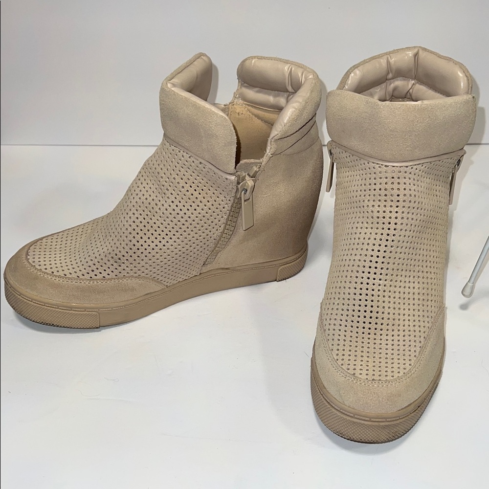 Steve Madden Beige Perforated High-Top Sneakers - Picture 6 of 7